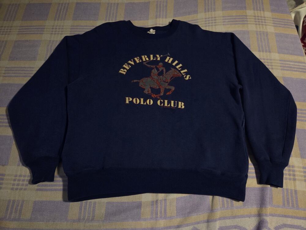 Vintage 80s Navy Beverly Hills Polo Club Sweatshirt 1982 Pockets Heavyweight